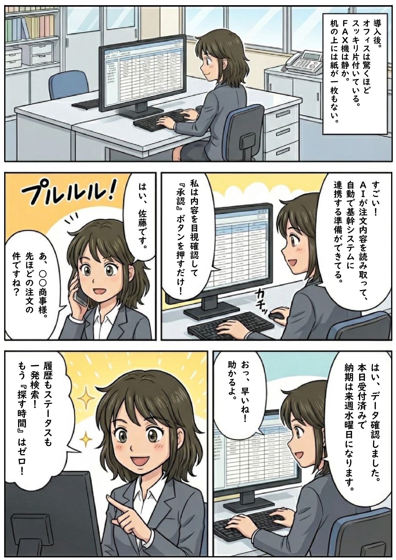 漫画 第3話：AIがFAXをデータ化、入力から承認へ